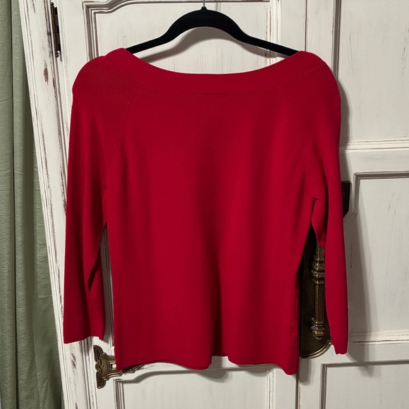 LOFT Red Sweater with Bow Detail - Picture 2 of 2